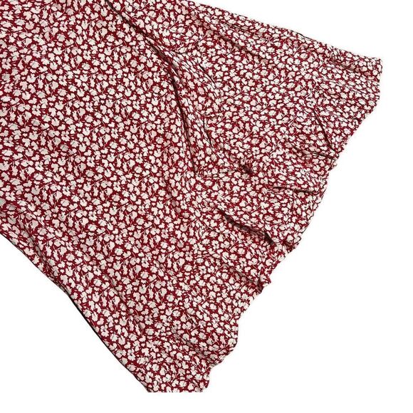 All Saints Dress Women’s Medium Red Floral Krystal True Wrap Mini Ruffle V Neck - Picture 10 of 12